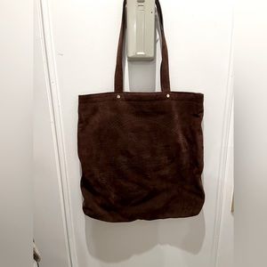 Tory Burch chocolate brown suede tote